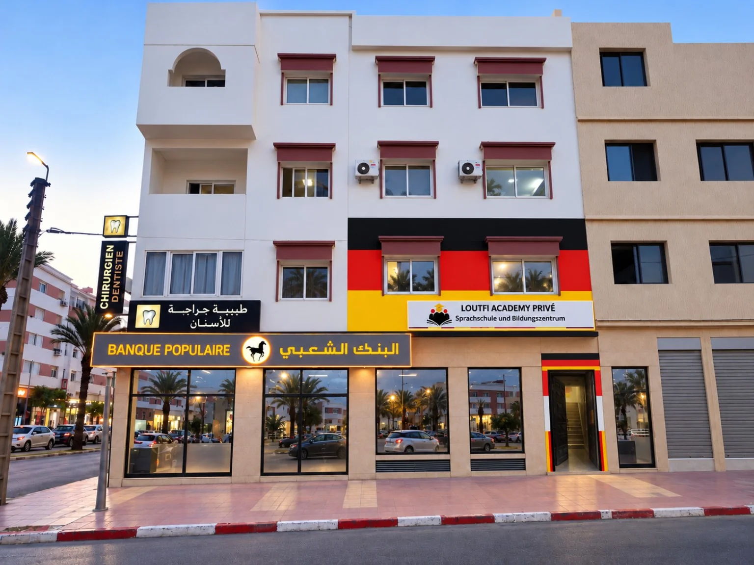Außenansicht des Schulgebäudes der LOUTFI ACADEMY PRIVÉ in Agadir